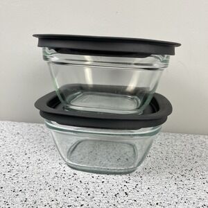 Rubbermaid Clear Glass Food Storage Containers w/ Lids 4 Cup Set of 2 7N63